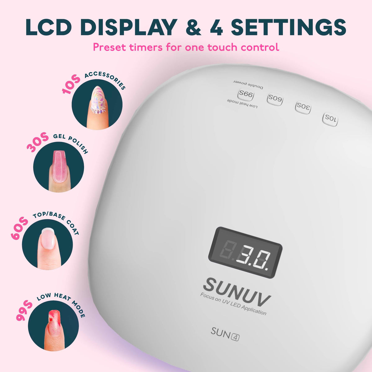 UV Light for Nails, LED UV Lamp for Gel Nails with 4 Timer Settings, Nail Dryer for Gel Polish for Home Salon Black