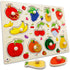 Knob Puzzle Game Set, Children's Wooden Cognitive Knob Puzzle Game Set, Girls and Boys Learning Digital Fruits