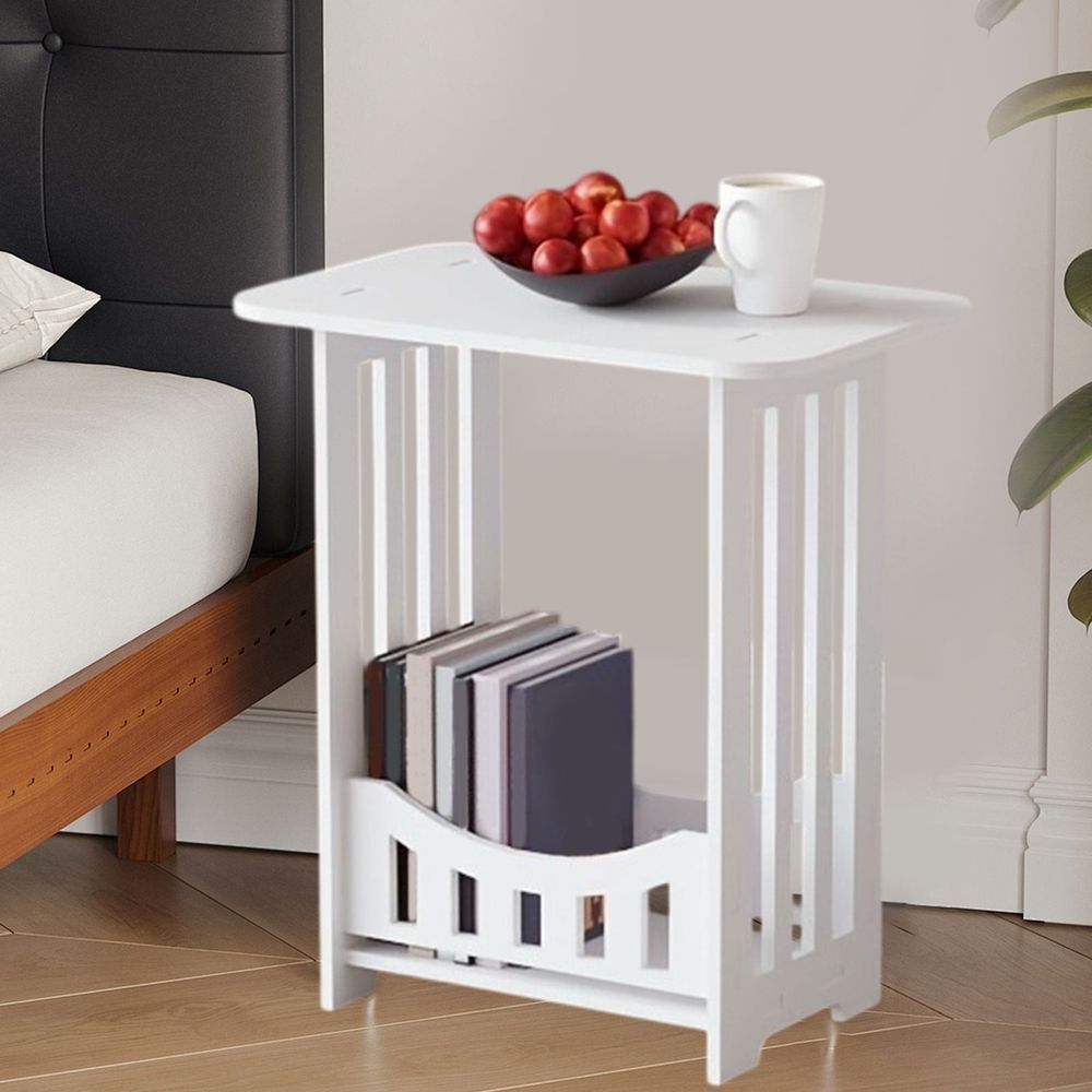 2 Tier End Table, Side Table with Removable Tray, End Table Round Side Table Small Table, for Small Space, Living Room, Bedroom