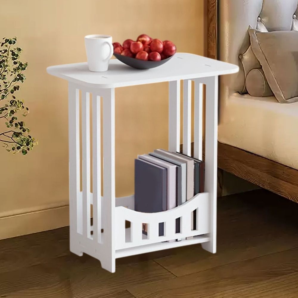 2 Tier End Table, Side Table with Removable Tray, End Table Round Side Table Small Table, for Small Space, Living Room, Bedroom
