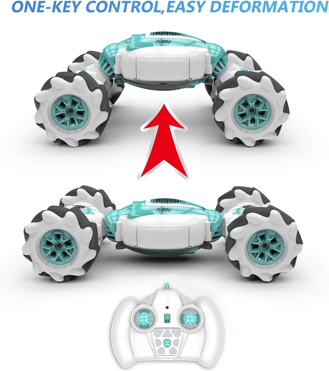 Stunt Car, 2.4GHz 4WD Remote Control Car, Watch Gesture Sensor Car, Deformable All-Terrain Off Road Car with 360° Flips (Green)