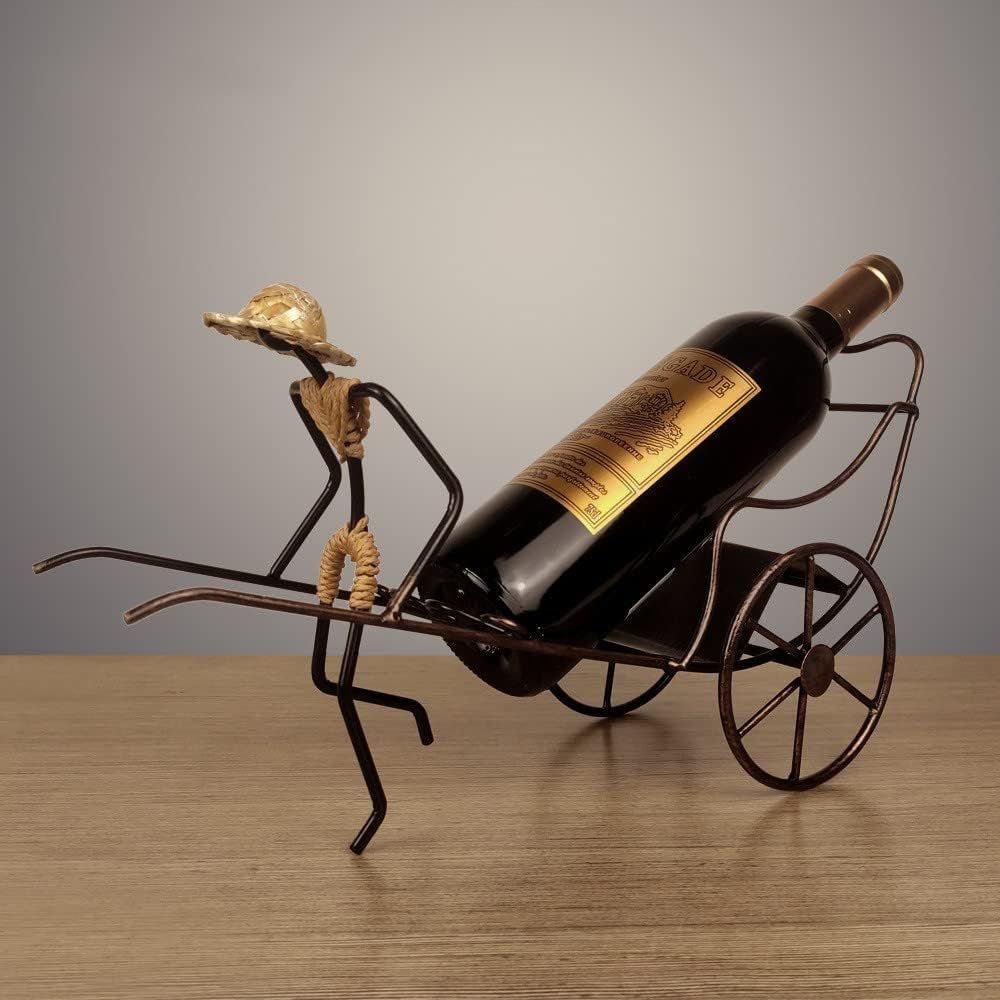 Rickshaw Wine Holder, Stainless Steel Freestanding Wine Rack Countertop Bottle Holder for Home Decoration (Bronze)