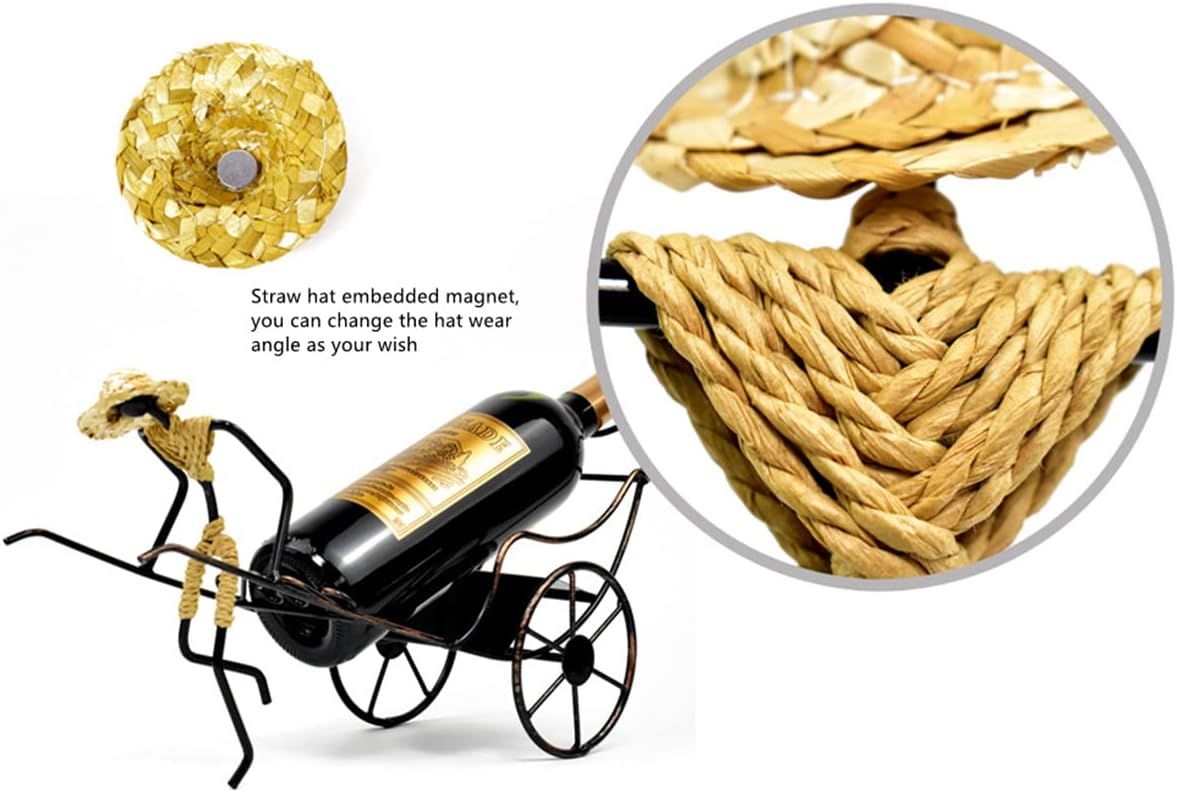 Rickshaw Wine Holder, Stainless Steel Freestanding Wine Rack Countertop Bottle Holder for Home Decoration (Bronze)