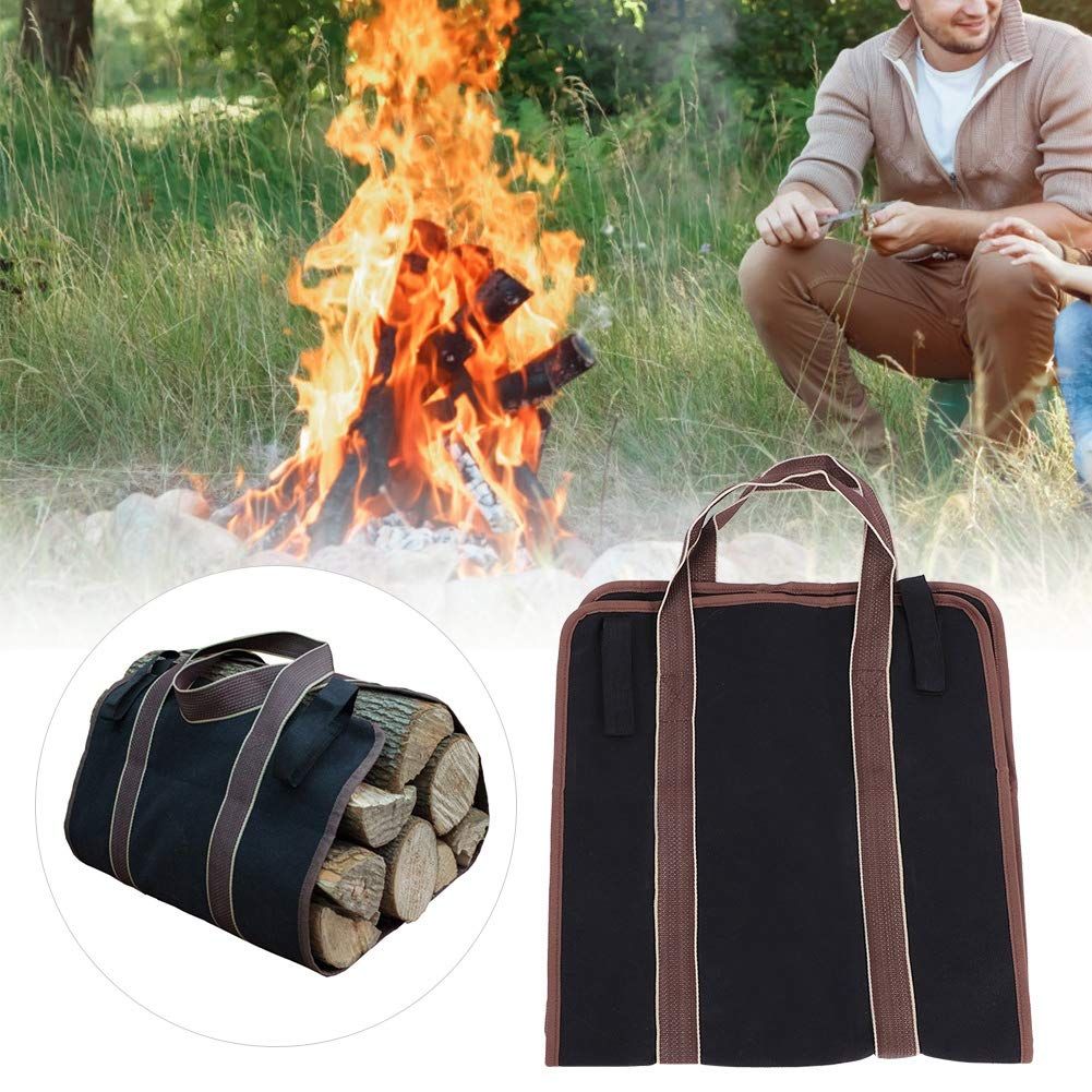 Firewood Carrier, Durable Oxford Cloth Tote Bag with Handles, Log Tote Bag Wood Stove Accessories Wood Carrier for Inside Fireplace