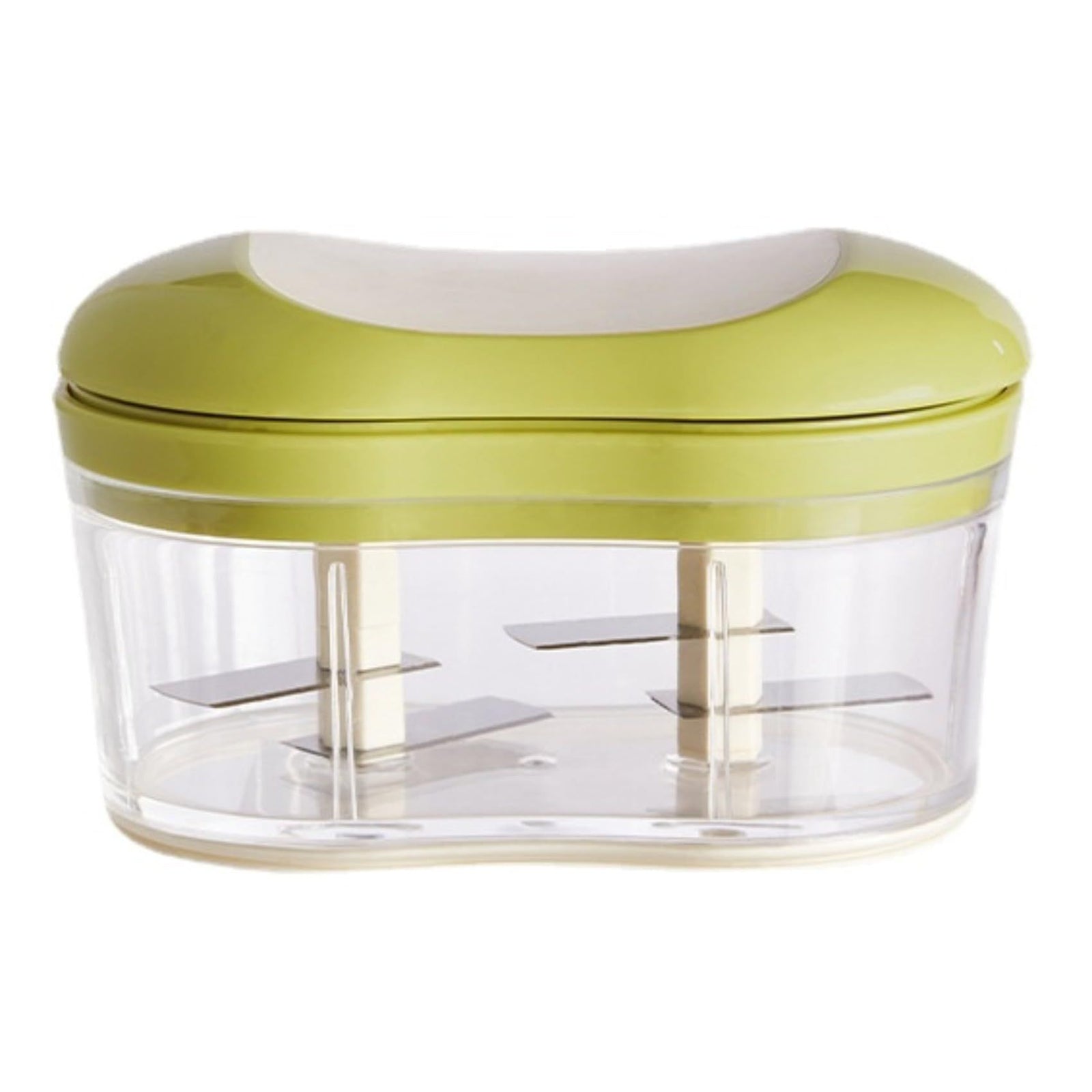 Garlic Chopper,Portable Garlic Mincer,Hand Push Garlic Press with Clear Storage Container for Both Home and Camping (Green,Large)
