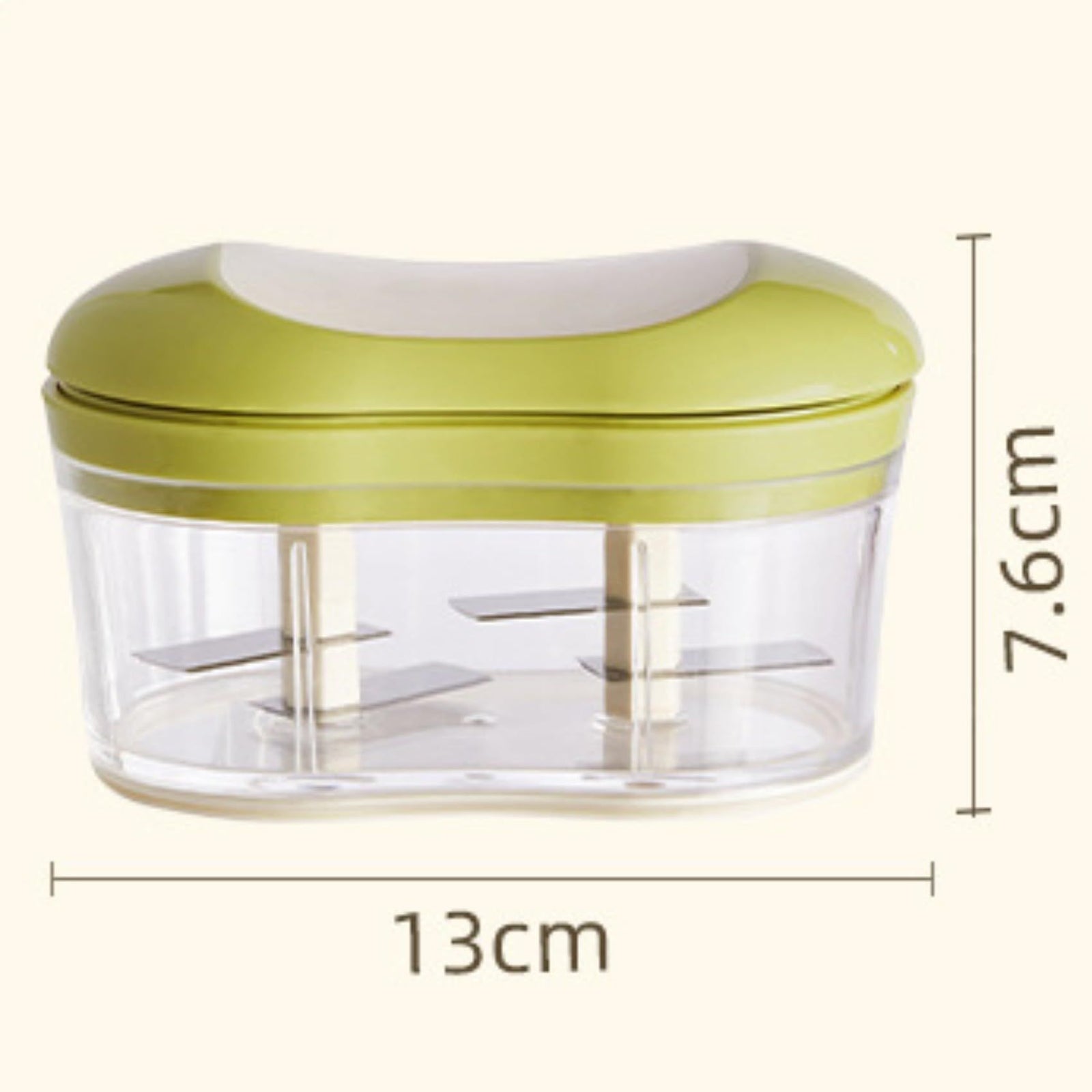 Garlic Chopper,Portable Garlic Mincer,Hand Push Garlic Press with Clear Storage Container for Both Home and Camping (Green,Large)