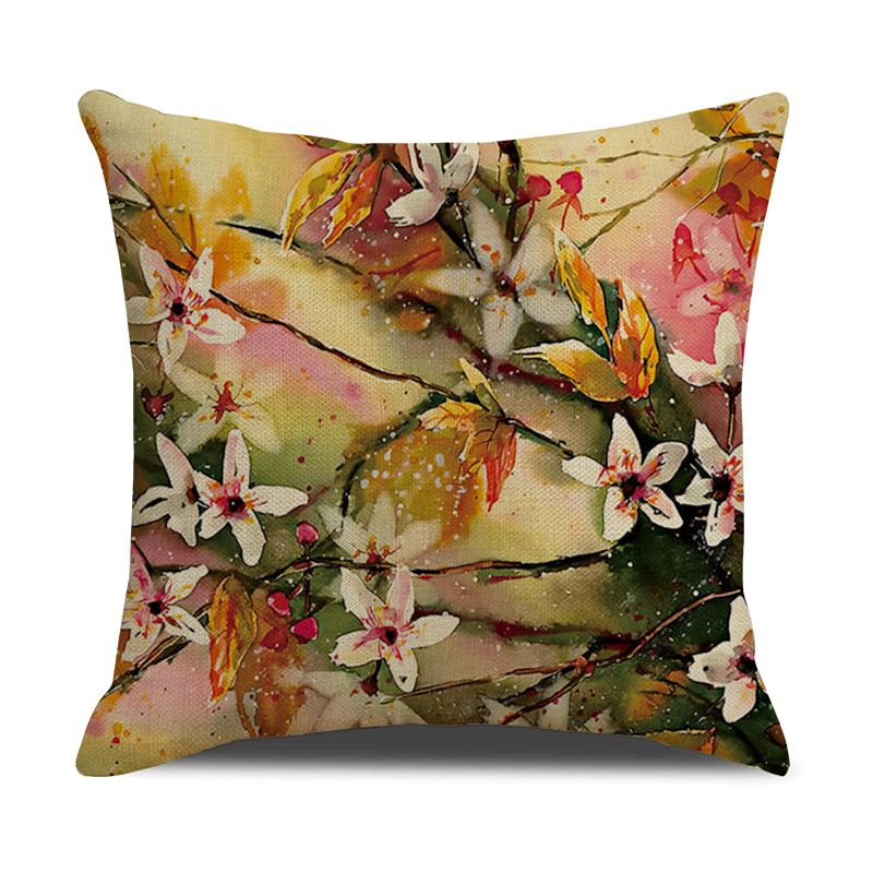 4 Pack Outdoor Waterproof Throw Pillow Covers 18x18 Inch Linen Garden Cushion Covers Vintage Red Flower Decorative Pillowcases