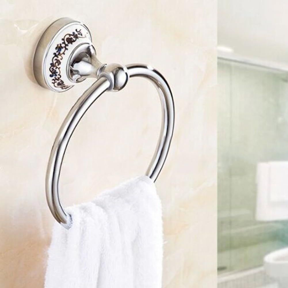 Chrome Towel Ring, Bath Hand Towel Holder , Silver Towel Rack Wall Mounted Towel Ring, Wall Mount Towel Holder Modern Round