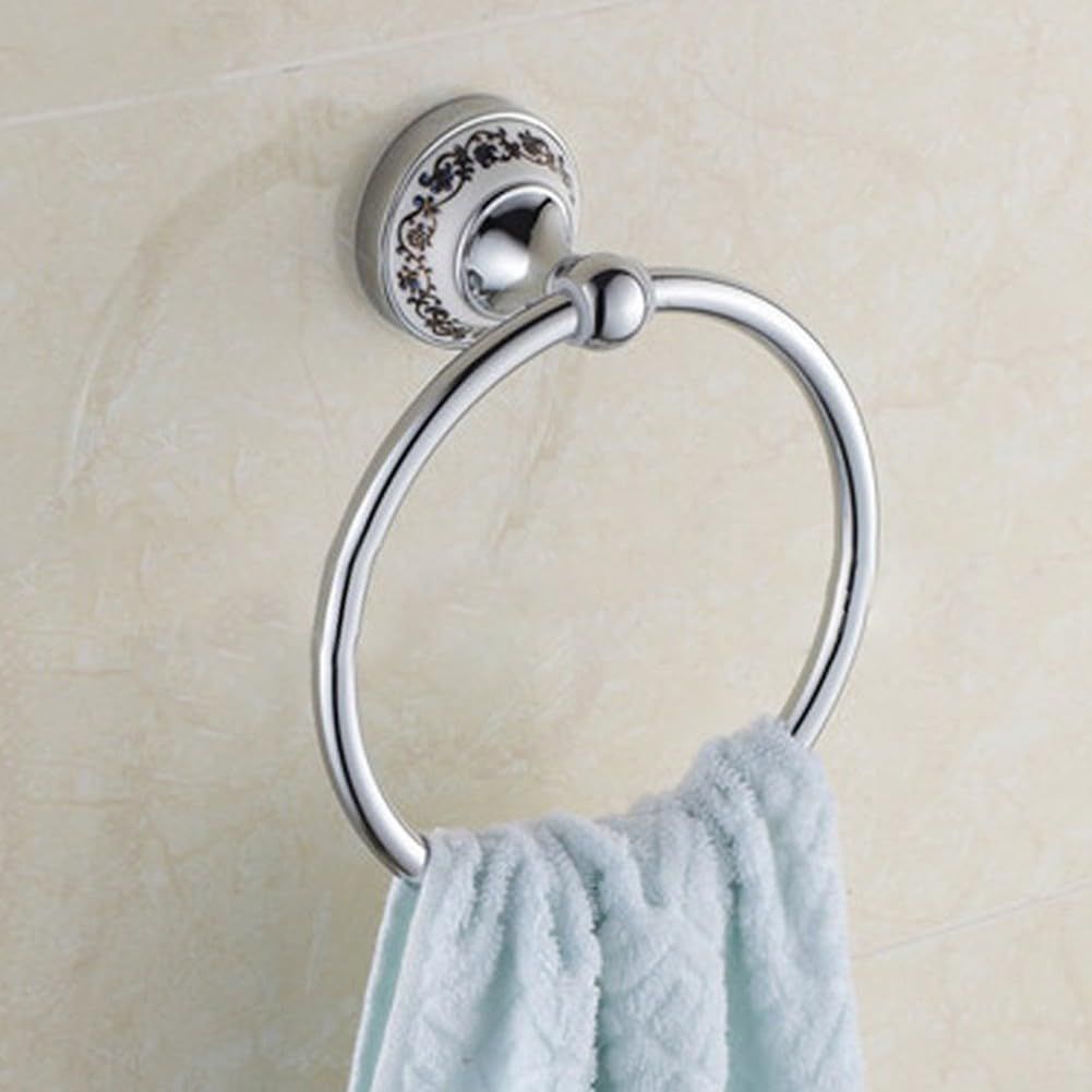 Chrome Towel Ring, Bath Hand Towel Holder , Silver Towel Rack Wall Mounted Towel Ring, Wall Mount Towel Holder Modern Round