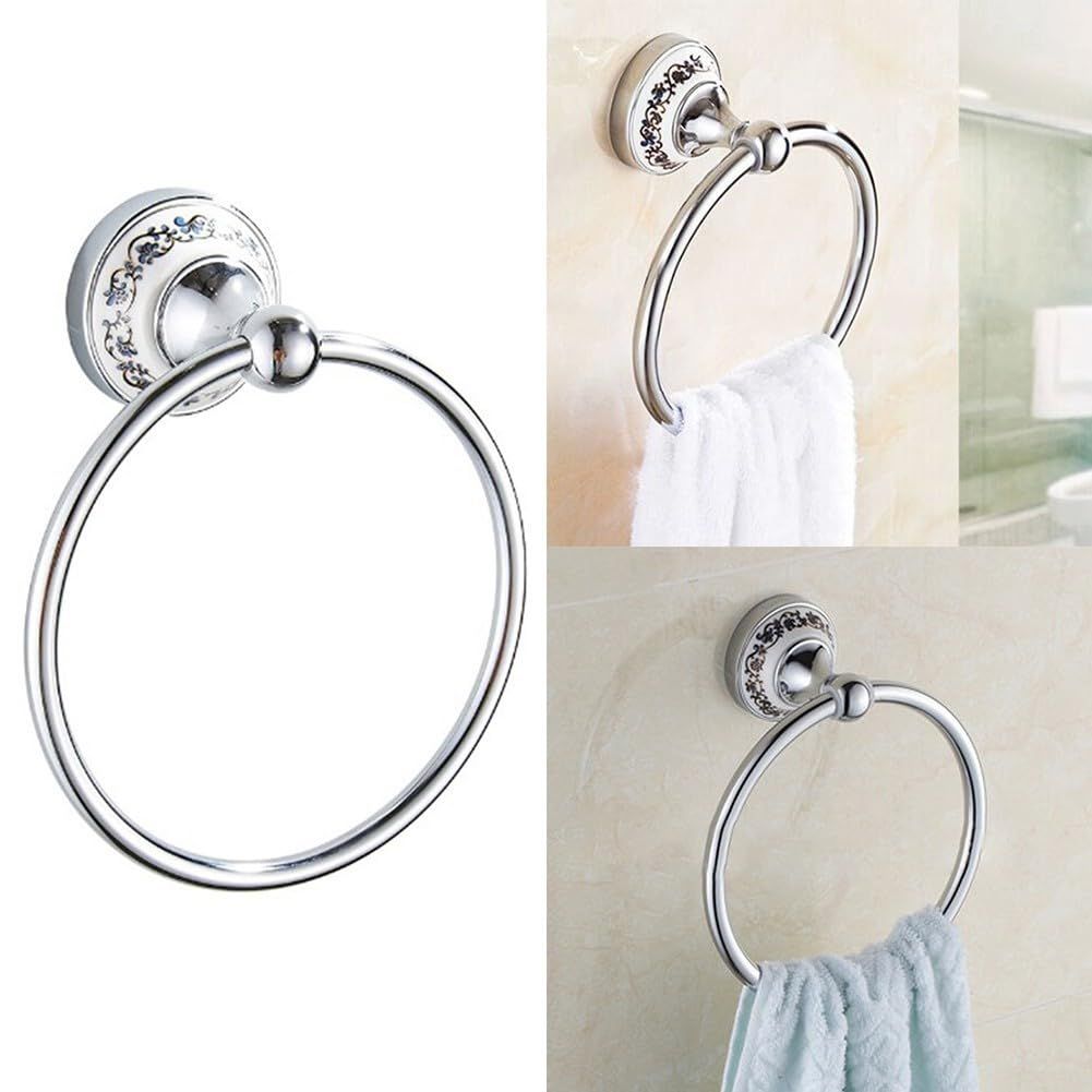 Chrome Towel Ring, Bath Hand Towel Holder , Silver Towel Rack Wall Mounted Towel Ring, Wall Mount Towel Holder Modern Round