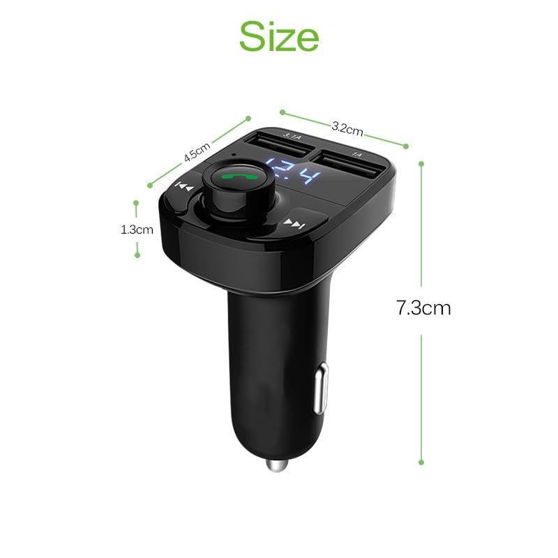 Wireless Bluetooth FM Transmitter Radio Receiver, Handsfree Call Car Charger, Mp3 Audio Music Stereo Adapter, Dual USB Port