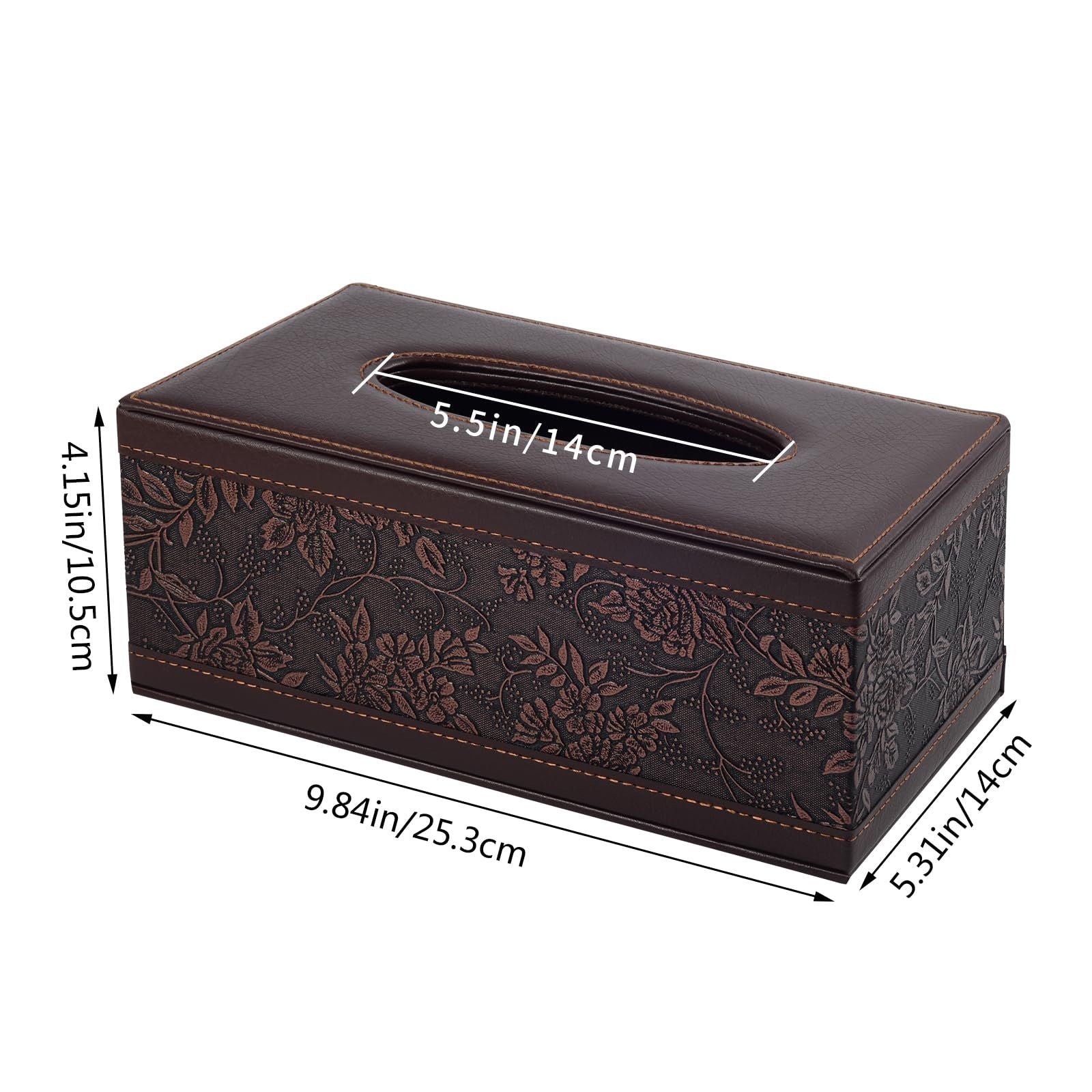 PU Leather Tissue Box Cover Kleenex Box Holder Rectangle Tissue Organizer with Magnetic Bottom,Decorative Napkin Caddy for Vanity