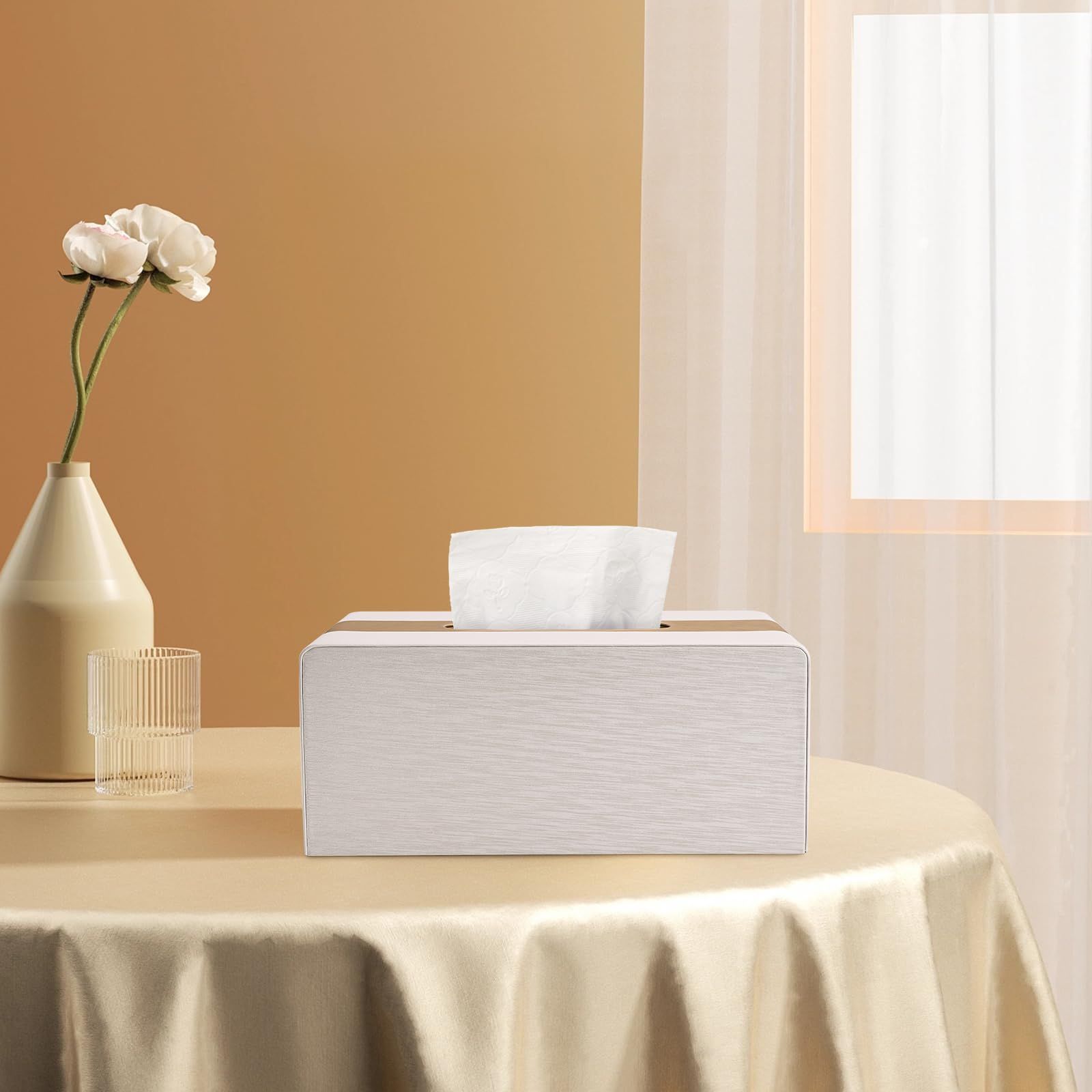 Tissue Box Cover, New Kleenex Box Covers Rectangular Tissue Holder for Home/Office/Car Decoration White