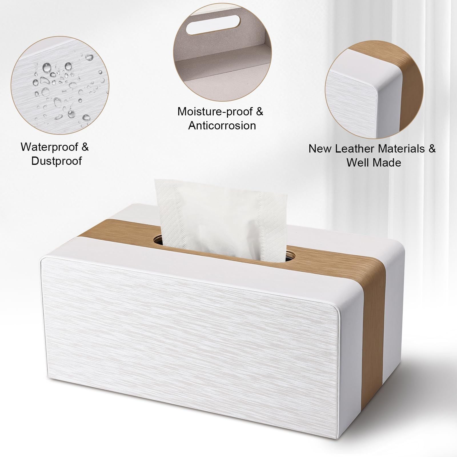 Tissue Box Cover, New Kleenex Box Covers Rectangular Tissue Holder for Home/Office/Car Decoration White