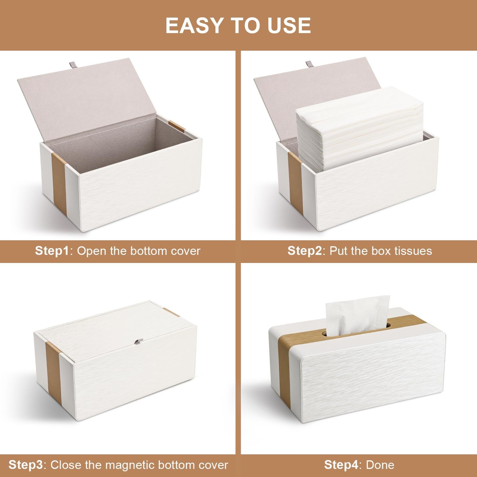 Tissue Box Cover, New Kleenex Box Covers Rectangular Tissue Holder for Home/Office/Car Decoration White