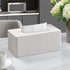Tissue Box Cover Stylish PU Leather Rectangular Tissue Box Holder with Magnetic Bottom Cover for Bathroom Bedroom  (Cream-white)