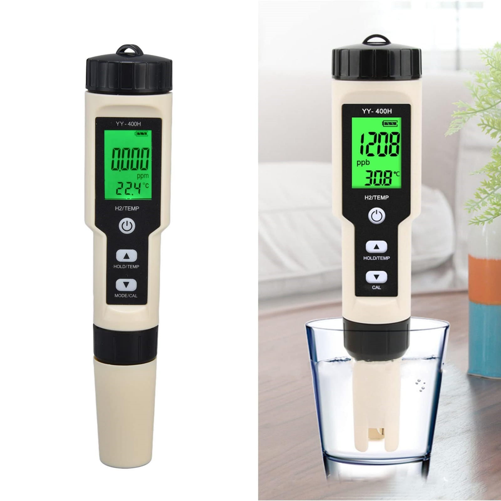 Digital Hydrogen Meter, High Accuracy Pen Type H2 Meter Water Quality Tester with ATC,Temp Tester Meter for Drinking Water