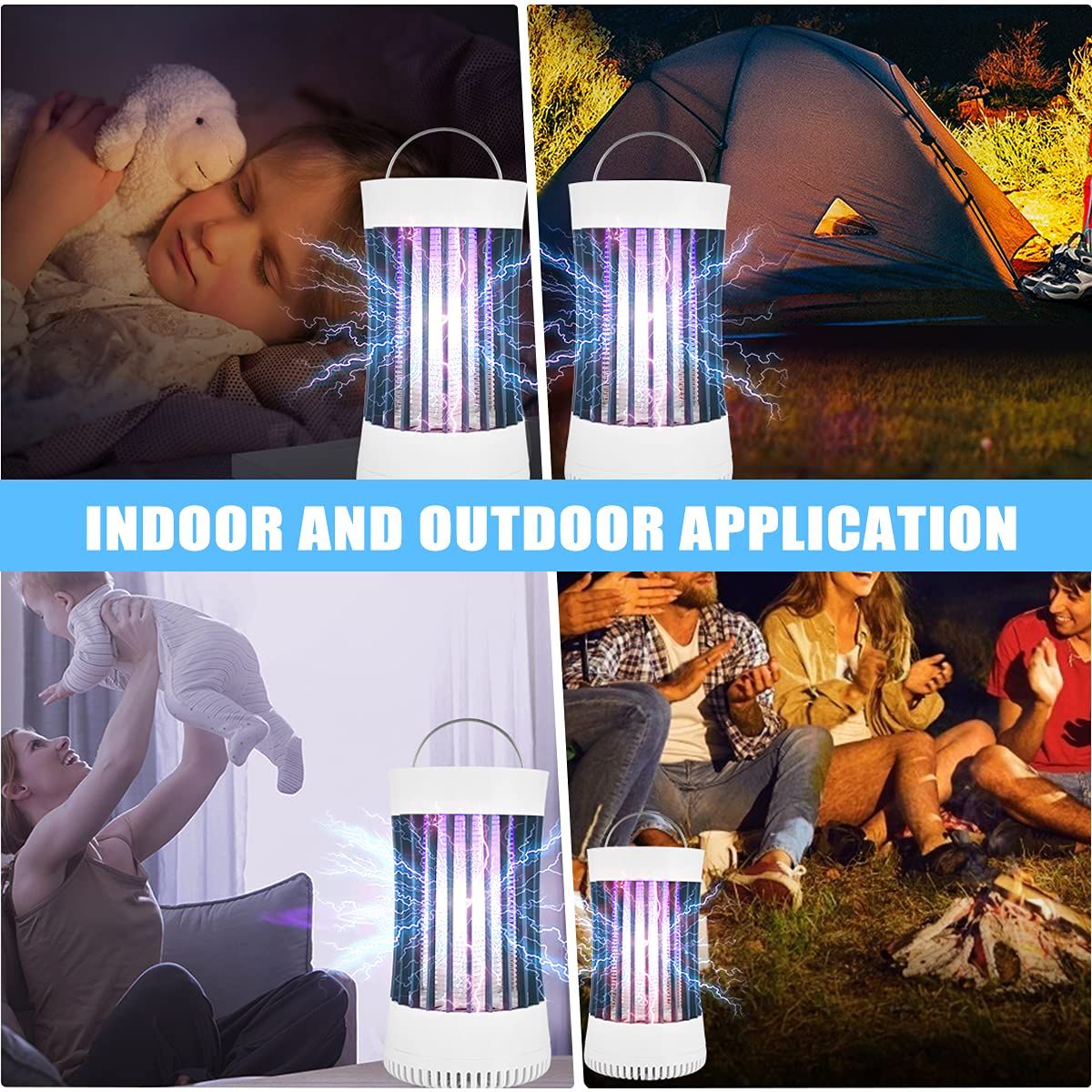 Indoor Outdoor Portable Mosquito Zapper,Electric Bug Killer with USB Mosquito Trap Mosquito Killer for Home Yard Camping(White)