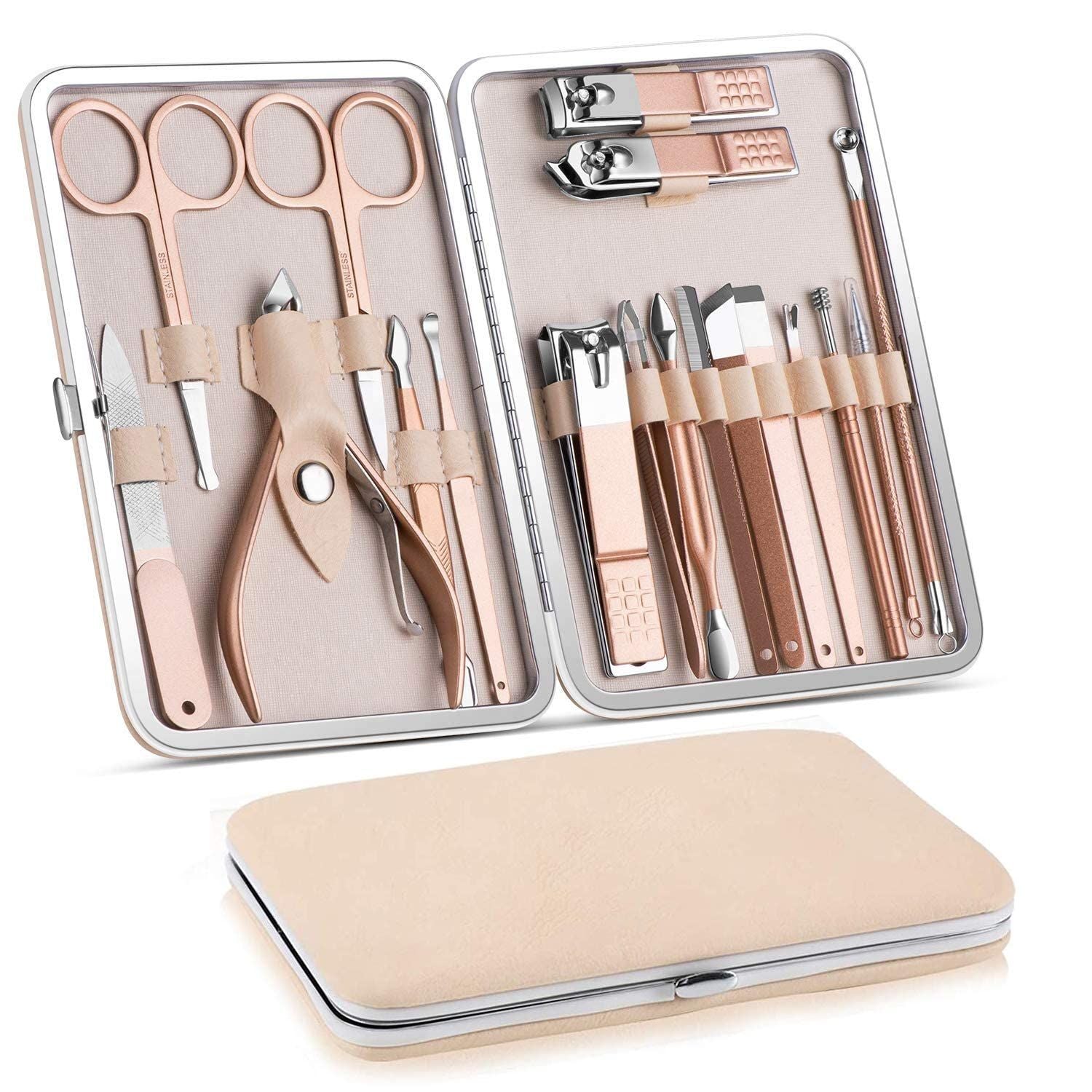 18 in 1 Stainless Steel Professional Manicure & Pedicure Kit for Women Includes Scissors Nail Cutte