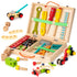 Tool Kit for Kids, Wooden Toddler Tools Set Including Tool Box & DIY Stickers, Montessori Educational Construction Toys