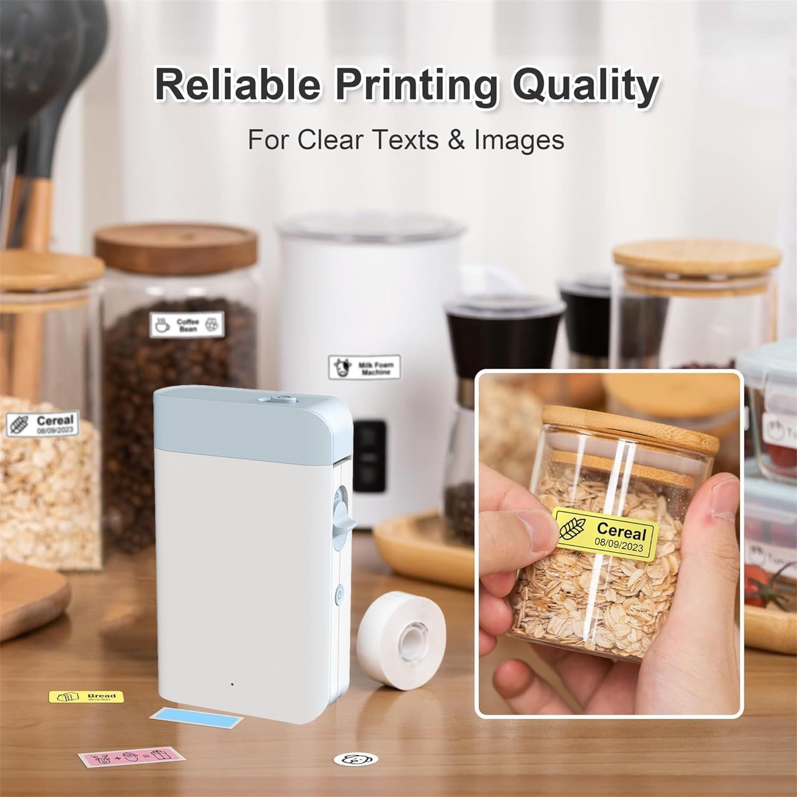 Label making machine with magnetic tape, portable wireless connection, multiple templates for mobile phones, easy to use