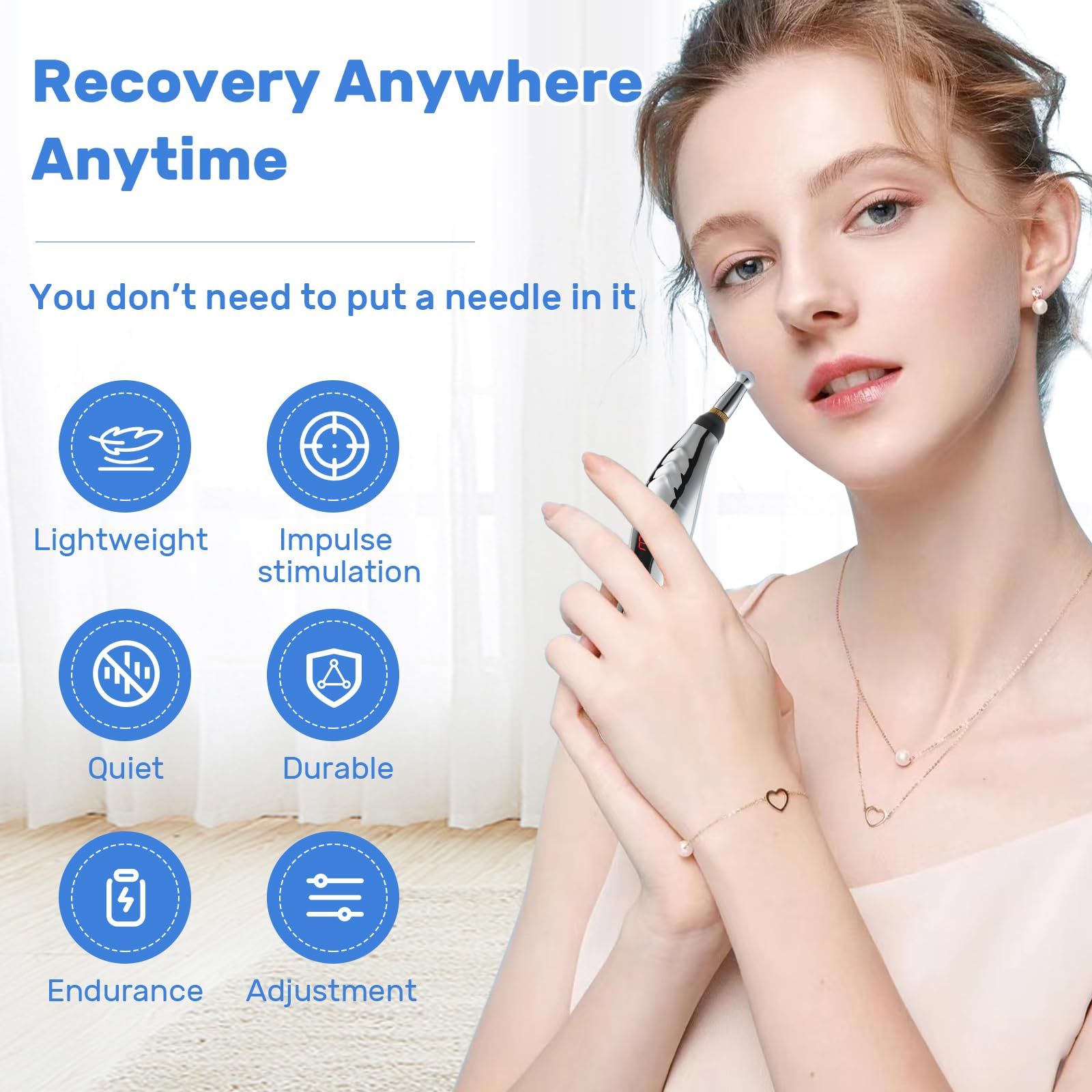Acupuncture Pen, 5-in-1 Electronic Acupuncture Pen Pain Relief Therapy Rechargeable Powerful Meridian Energy Massage