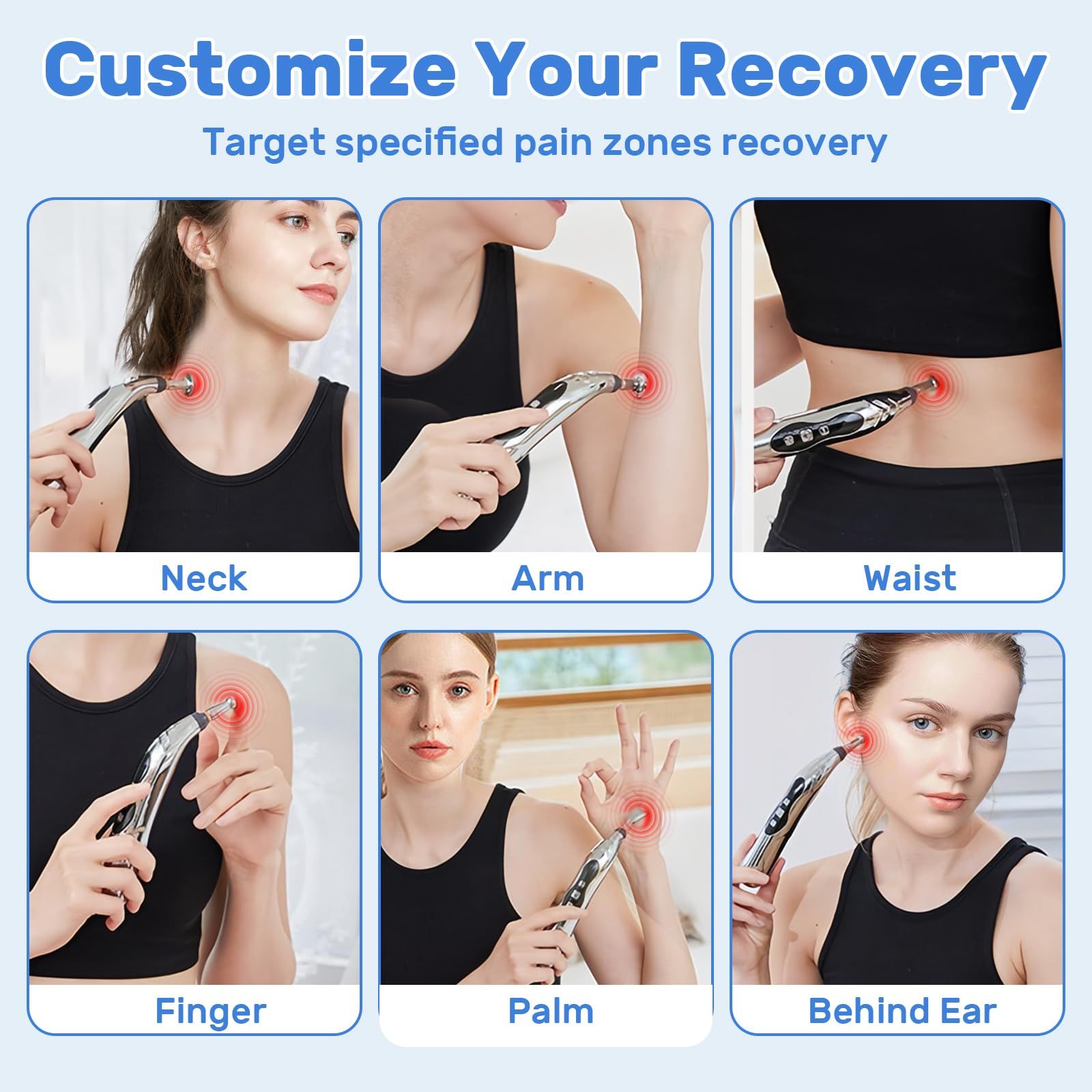 Acupuncture Pen, 5-in-1 Electronic Acupuncture Pen Pain Relief Therapy Rechargeable Powerful Meridian Energy Massage