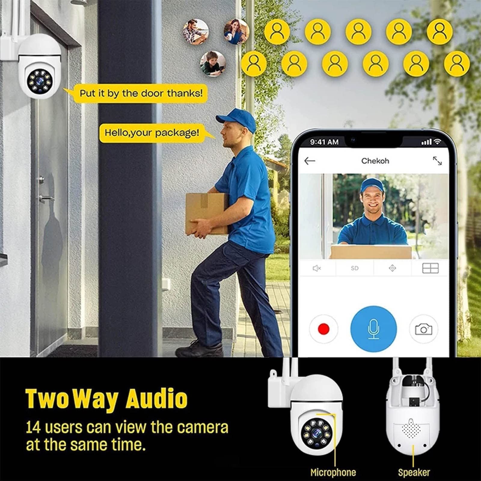 1080P Cameras Wireless, Pan-Tilt 360° View 2-Way Talk Outdoor Camera Wireless, 2.4GHz WiFi Cameras For Home Security