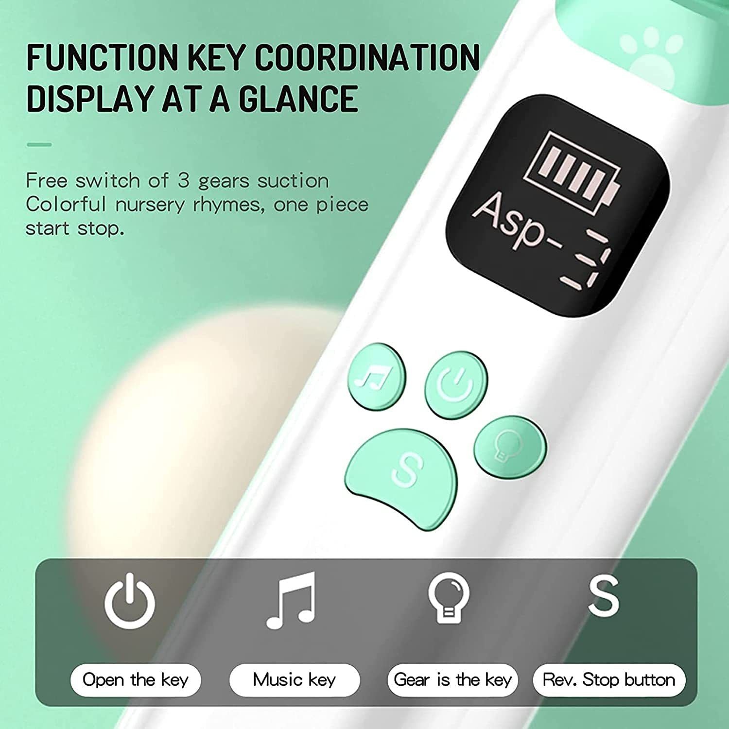 Baby Nasal Aspirator - Safe, Quick, and Hygienic Nose Cleaner with Pause, Music, and Light Soothing Functions