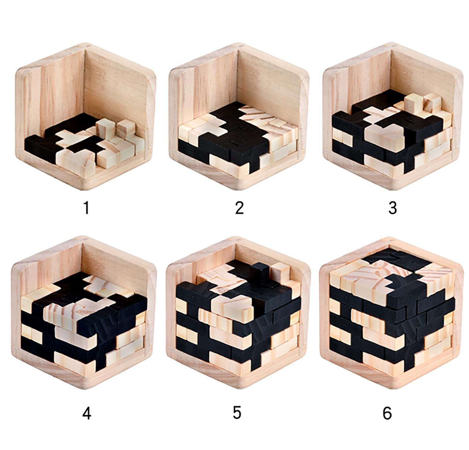 Wooden Brain Teaser Puzzle Cube Wooden Puzzles T-shaped Jigsaw Logic Puzzle Educational Toy for Kids and Adults