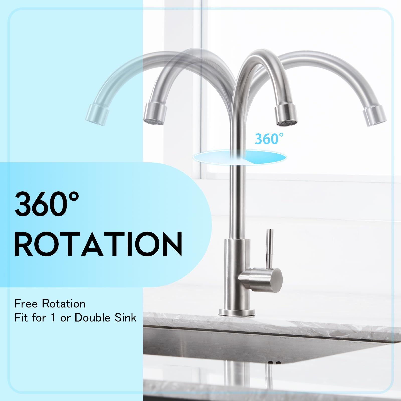 Kitchen Faucet Cold Water Only Brushed Nickel Kitchen Sink Faucet Single Handle Cold Faucet Bar Sink Faucet Outdoor