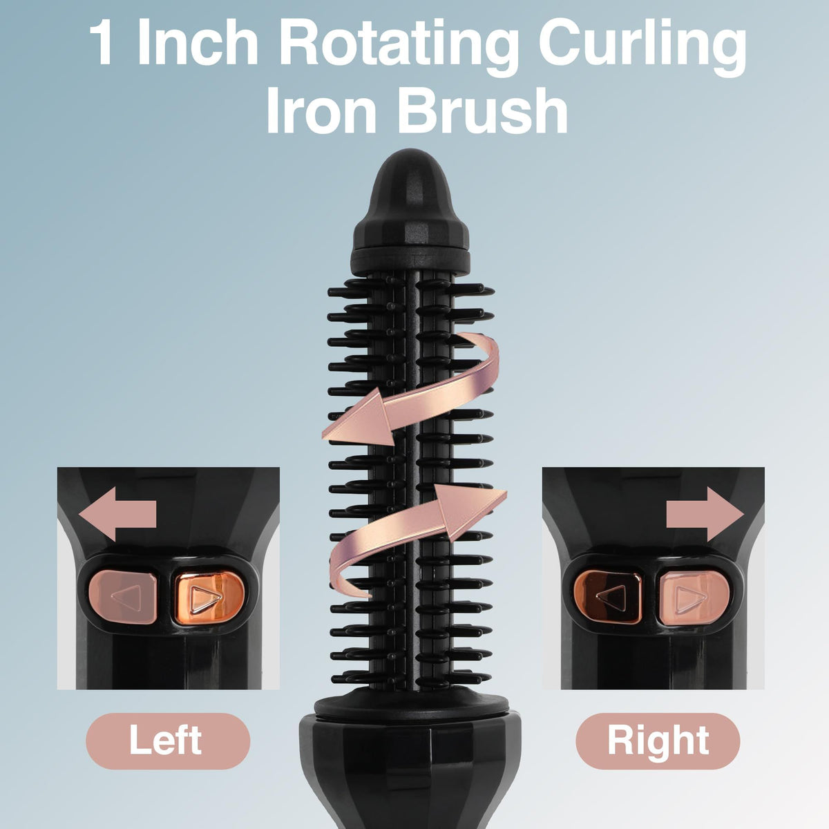 Hair Curling Iron Brush,Hot Curling Comb Ceramic Rotating Curling Iron ,Heated Round Brush Hair Styler Tool for Short Hair