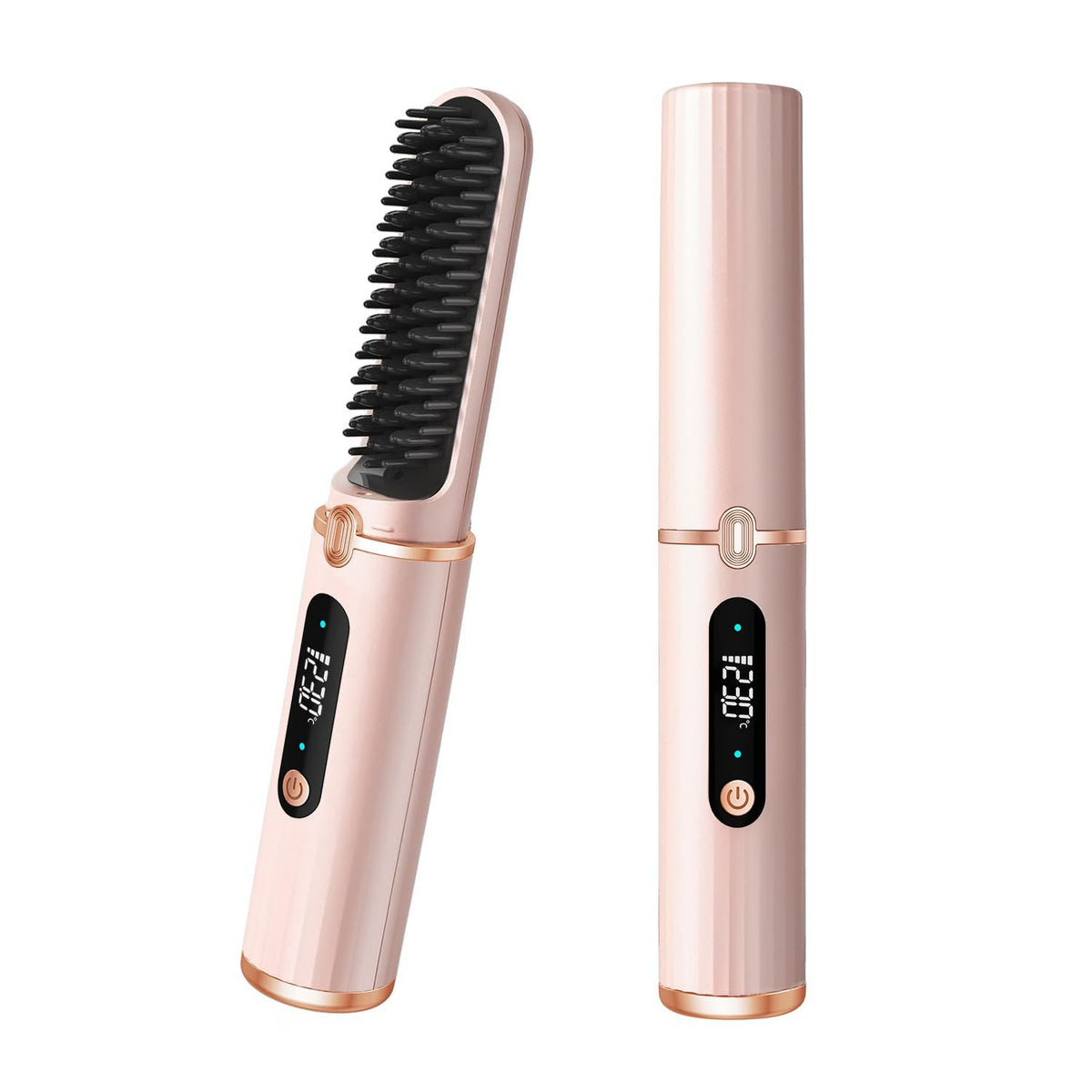 2pc Cordless Hair Straightener Brush for Women,Electric Hair Straightening Comb with Negative Ions,Fast Heating,Rechargeable