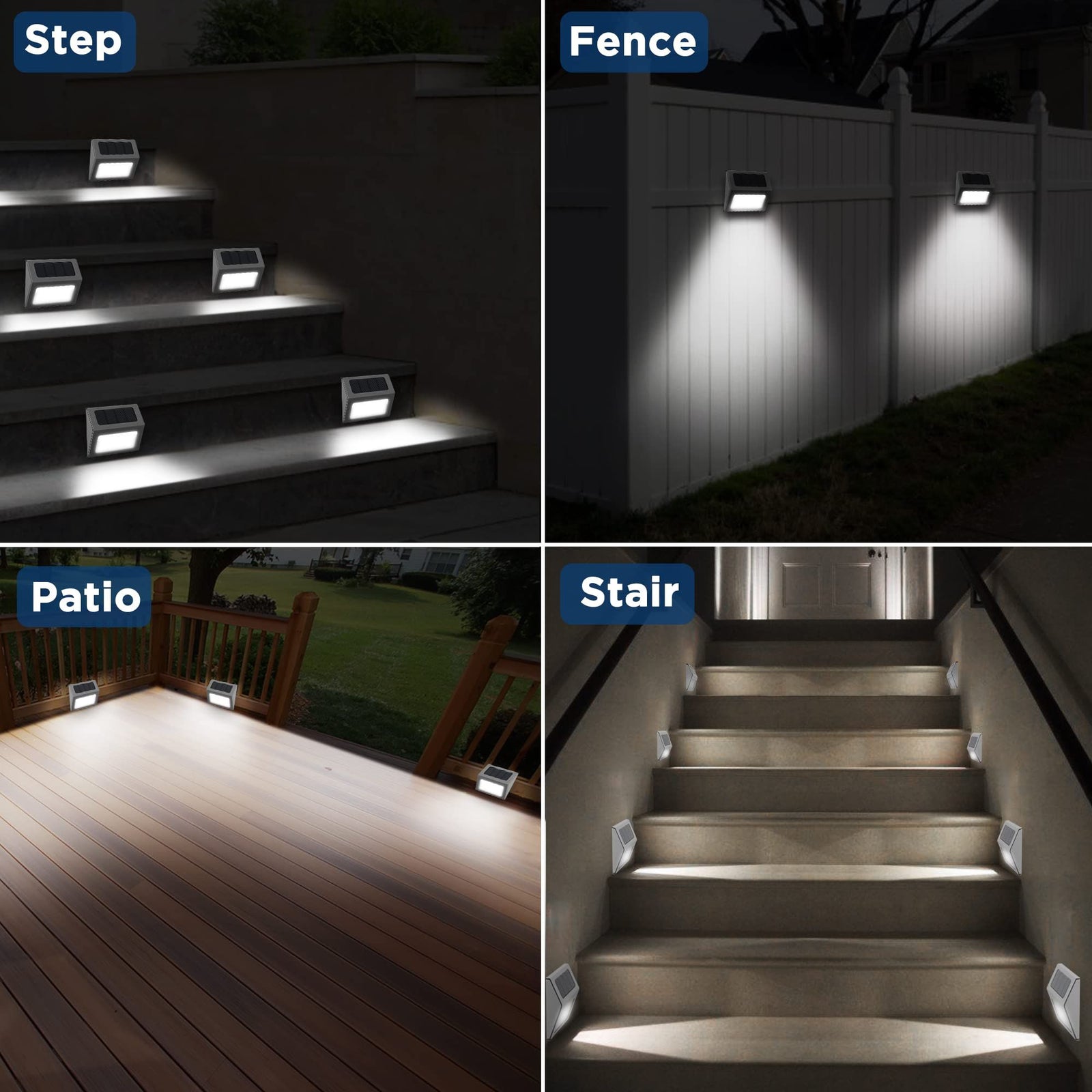 12pc Solar Lights for Outside, Solar Deck Lights Outdoor, Waterproof Fence Solar Lights for Fence, Patio, Garden, Pathway