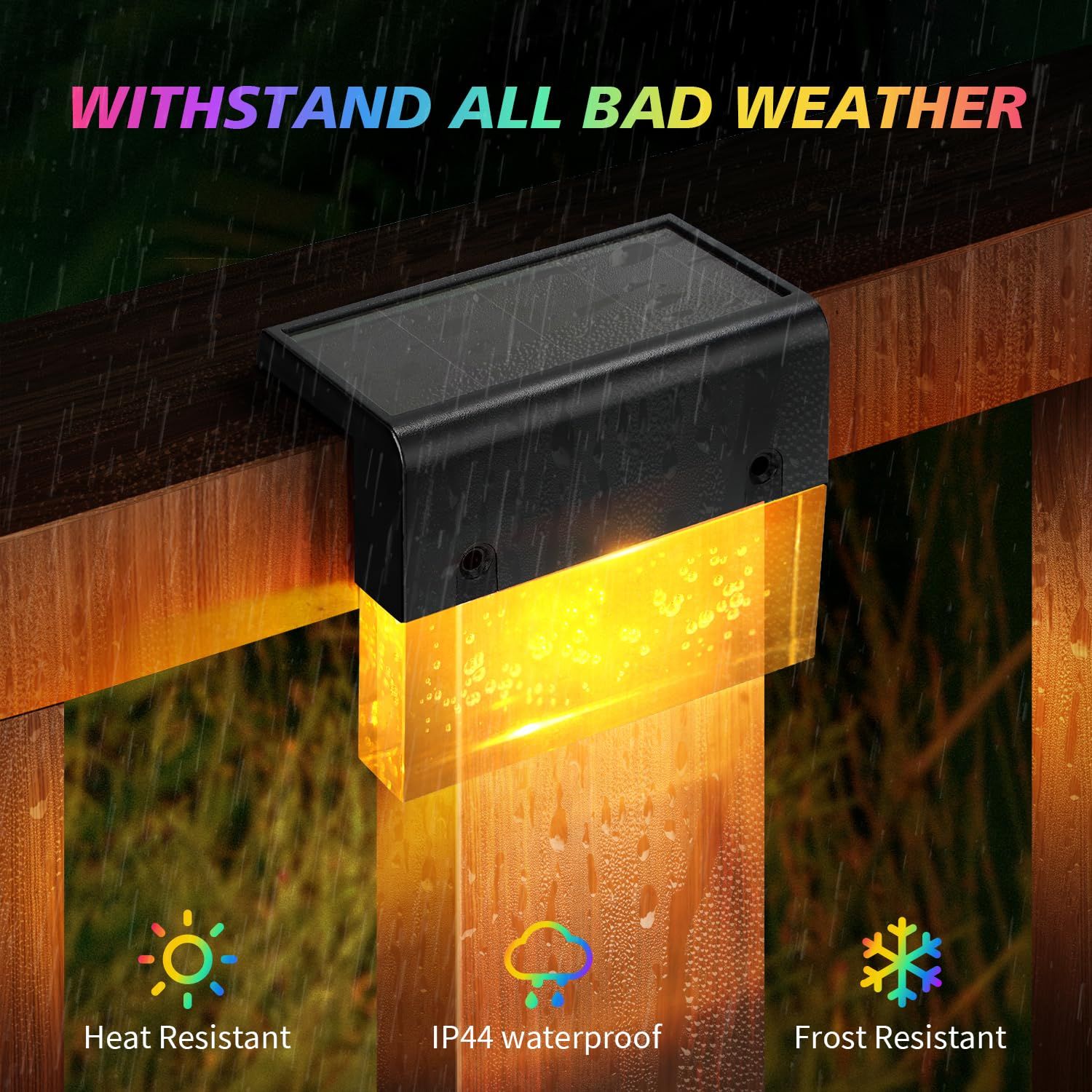 4pc Super Bright Waterproof Solar Deck Lights for Outside Stair Fence Step Pool Backyard Decor Warm White/7 Color