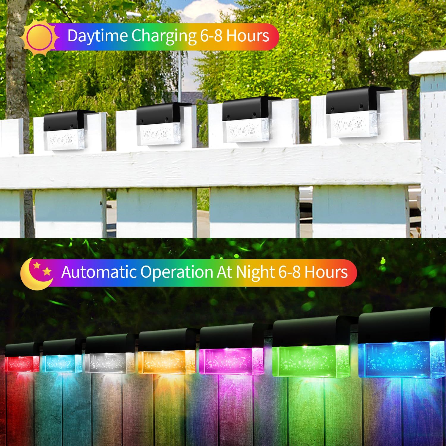 4pc Super Bright Waterproof Solar Deck Lights for Outside Stair Fence Step Pool Backyard Decor Warm White/7 Color
