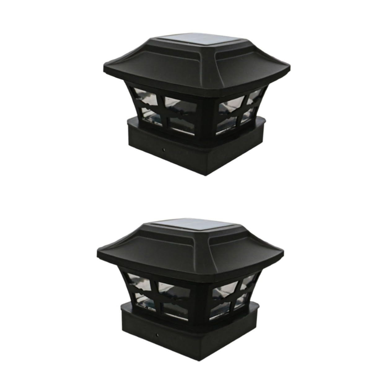 2pc Solar Outdoor Post Cap Lights - Includes Bases for Posts - Bright Light - Slate Black Post lights, fence lights