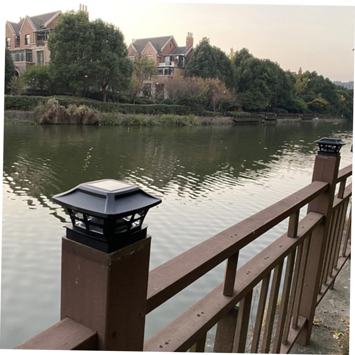 2pc Solar Outdoor Post Cap Lights - Includes Bases for Posts - Bright Light - Slate Black Post lights, fence lights