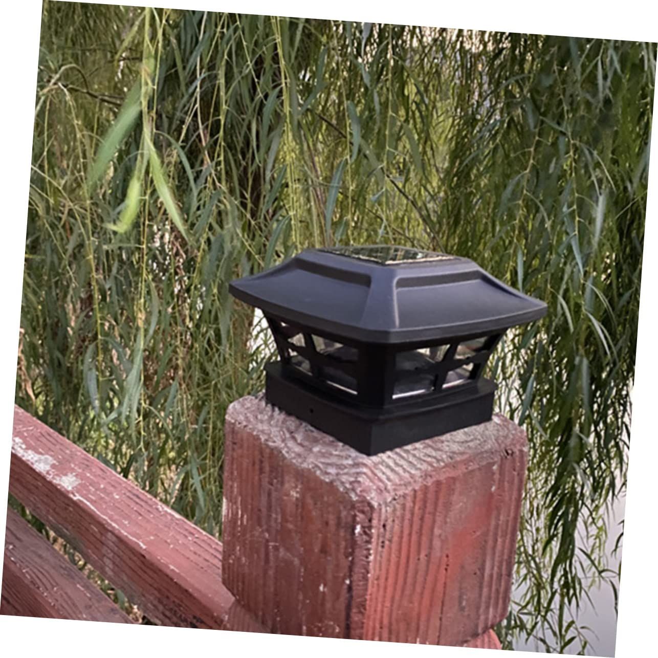 2pc Solar Outdoor Post Cap Lights - Includes Bases for Posts - Bright Light - Slate Black Post lights, fence lights