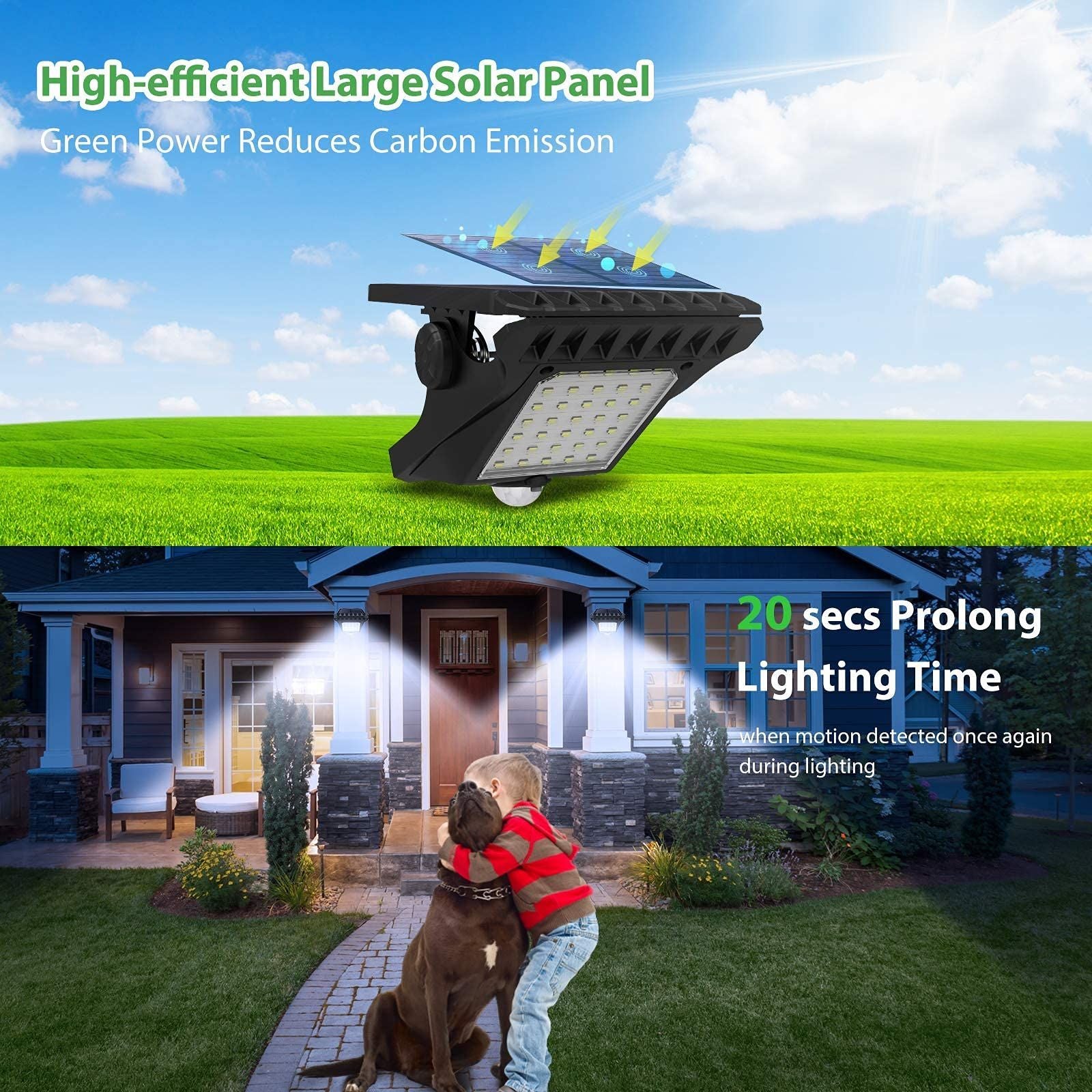 2pc Clip on Solar Lights Outdoor Waterproof Motion Sensor Lights Solar Security Lights for Chain Link Fence Camping Gate