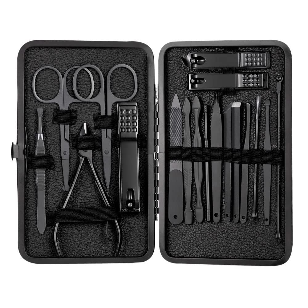 Manicure Set Stainless Steel Nail Clippers Pedicure Kit Portable Travel Household Nail Scissor Kit Nail Cutter Tool Set (18pcs)