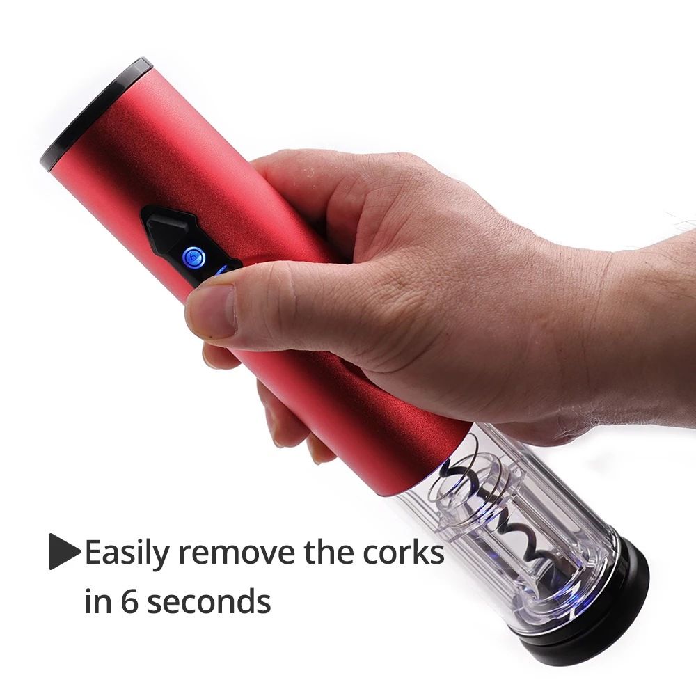 Electric Wine Opener, Corkscrew Remover, Wine Bottle Opener with Foil Cutter, Automatic Wine Opener for Wine Lovers (Color : Red)