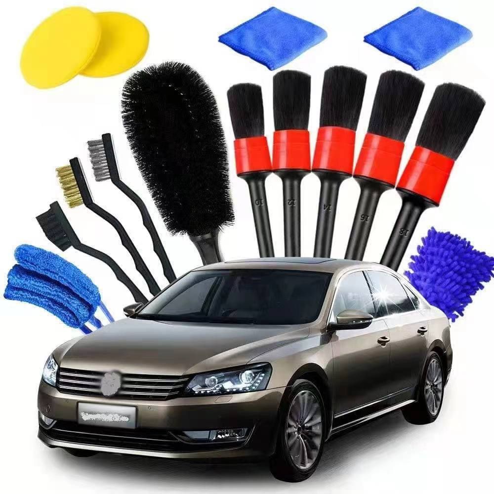 Car Detailing Brushes Kit 18pcs Auto Detailing Brushes Set for Car Seat Cleaning Car Engine Detailing Kit Motorcycle Interior