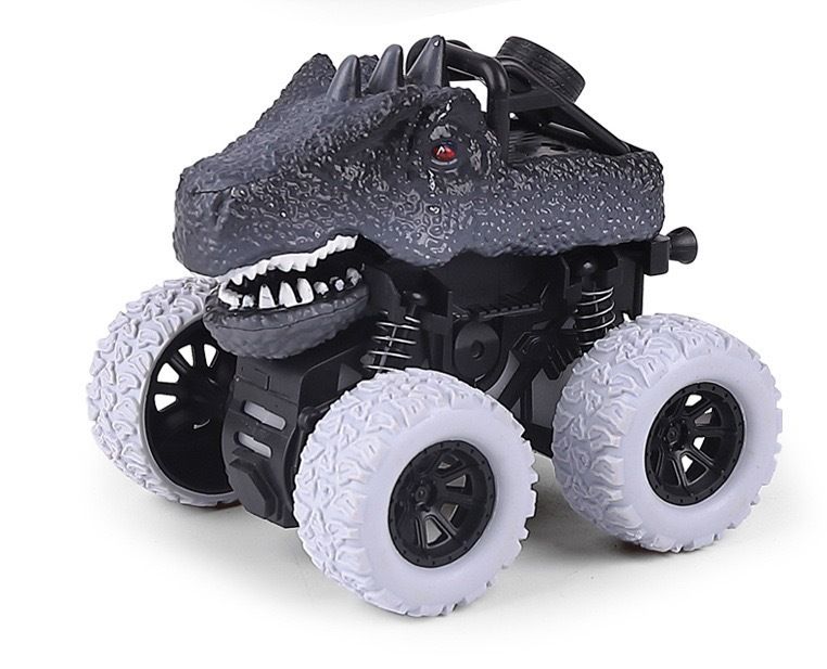 Dinosaur Truck Toys for Kids, 4 Pack Pull Back Vehicles Cars for Toddlers, Rotation 4 Wheels Drive Durable Friction Powered Push