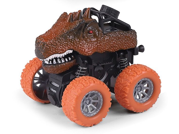 Dinosaur Truck Toys for Kids, 4 Pack Pull Back Vehicles Cars for Toddlers, Rotation 4 Wheels Drive Durable Friction Powered Push