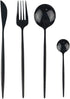 24-Piece Flatware Set, Stainless Steel Knife Fork Spoon Teaspoon Silverware Set, Service for 6, Mirror Black