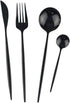 24-Piece Flatware Set, Stainless Steel Knife Fork Spoon Teaspoon Silverware Set, Service for 6, Mirror Black