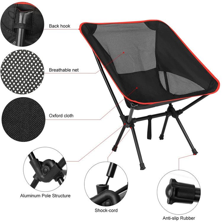 Portable Camping and Sports Chair Portable Camping Folding Chair Beach Chairs with Thicken Steel Pipe Oxford Cloth Ideal