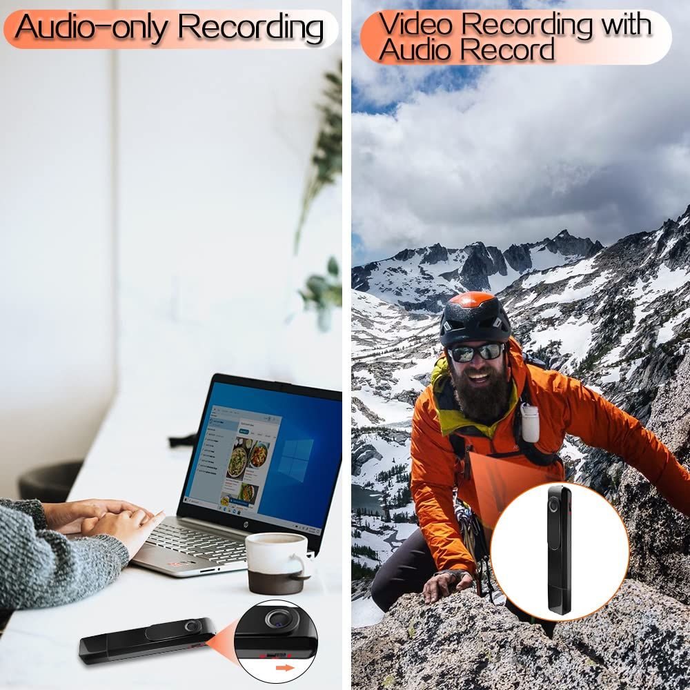 HD Mini Pocket Camera Video Recorder Support Loop Video Recording, Audio-only Recording, Memory Card Inserted in
