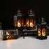 Carved Wood Lamp Handmade Traditional Window Design Art Deco Lantern Brown Asian Oriental Bedside Bedroom Accent Unusual（4pcs）